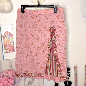 🌷 Oilily🌷 Vibrant Peach Pink Floral Romantic Ruffle  Skirt 🍑🌺